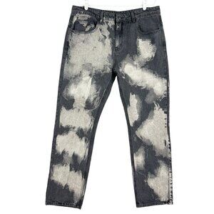 Young & Reckless Men's Bleached Black Denim Jeans Size 36 (38x31.5)‎ No stretch
